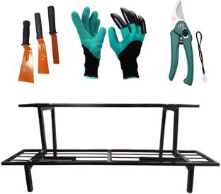 GREEN TOUCH Two Step Stand, Khurpa Khurpi Set , Cutter And Gloves Garden Tool Kit