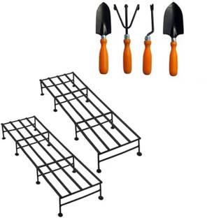 GREEN TOUCH Gardening trowel 5 tool and 24 inch Plant stand pack of two Garden Tool Kit