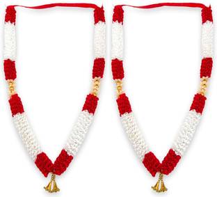 Bhakti Lehar ( 16 Inches ) Handmade Satin Ribbon Mala Garland for Photo Frames and God Idol Satin Garland