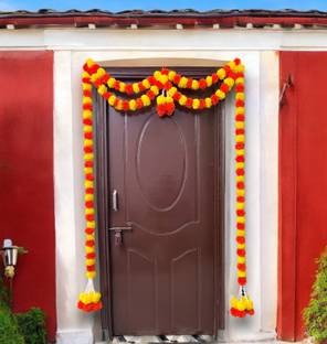 Sazavat store Long_Door_Marigold_Garland Plastic Flower, Metallic Hooks Garland
