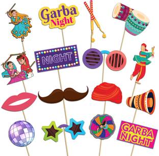 Festiko Garba Night Photobooth Props, Happy Navratri Decorations Paper Garland