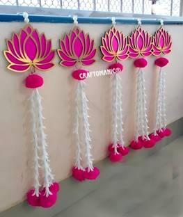 Craftomanic 5 String Handmade Wall Decor Lotus with Rajnigandha for Home Decor MDF Garland