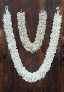 snehatrends Artificial Garland Flower Mala for Photo Frame & God Idols (plain White) fabric Garland