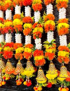 Sazavat store 2Piece_Genda_Mogra_Mala Plastic, Wollen, Metallic Hooks Garland