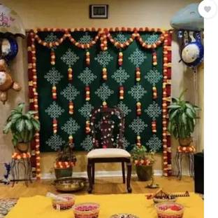 SellPlus Handmade Backdrop Setup marigold artificial flowers, rajnigandha gucche, and marigold strings Garland