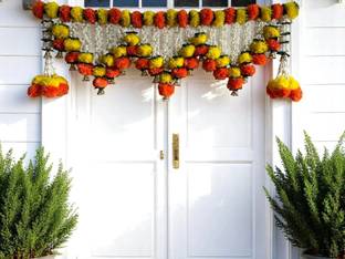 House of Kushalini Door Hanging Toran Badhanwar For All Festivals Decoration Marigold Fabric Garland