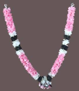 SujArta Garland, Premium 21 Inch Artificial Pink Jasmine Flower Mala Fabric Garland