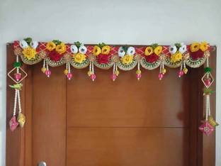 SELLLPLUS Peony flower Hanging for Home Decoration-Bandanwar-Door for Main Door Artificial Flower, Beads, Gota ball Garland