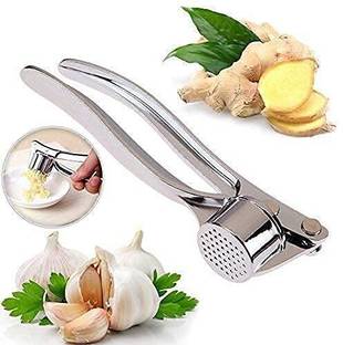 GENIYO Stainless Steel Kitchen Garlic / Ginger Crusher Machine And Garlic Peeler / Garlic Chopper / Garlic Crusher / Garlic Press / Ginger Cutter / Kitchen Gadgets Garlic Press