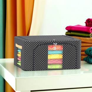 HOMESTIC by Kuber Industries Storage Box 24 Liter Steel Frame Waterproof Parachute Cloth Storage Box | Black Cloth Storage