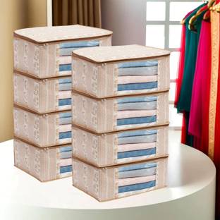 Shaping Fabric High Quality Large Saree Cover With Double Zipper | Wardrobe Bag | Saree Cover Closet Organizer / Saree Bags For Wardrobe Organizer Clothes Premium Clothes Cover (Wedding Collection Gift) Garment Cover Pack of 08 F7773_SC_Large_82463296