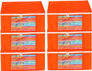 SAMSE SAREE COVER Saree Cover Set of 6 | Saree Cover Set | Saree Bag | Transparent Saree Storage Bag with Zip | Saree Cover Set Combo Offer - Pack of 6 - Large Size (red) SM108