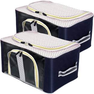 STORITE Under Bed Storage Moisture Proof Transparent Underbed Storage Bag Clothes/Blankets/Saree with Zipper Closure & Handle Rectangular