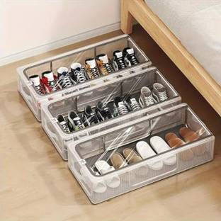 AshmakamMart Clear Foldable Shoe Rack Foldable Shoe Organizer Storage Box – Compact, Portable Design Portable Design with Easy Carry Handles