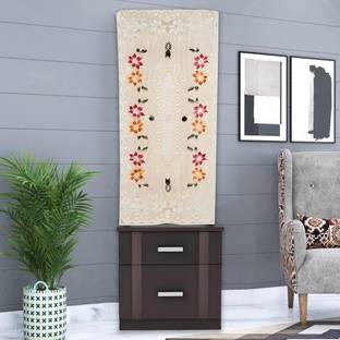 KUBER INDUSTRIES Dressing Mirror Cover Flower Design Dressing Mirror Cover (White & Orange) 44KM0183