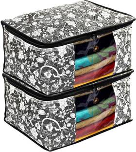KUBER INDUSTRIES Clothes Organiser/ etalic Flower Print 2 Piece Non Woven Fabric Saree Cover 34-S-KUBMART16515-LQS