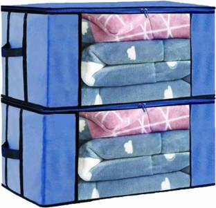 Craft Bazar Underbed Storage Bag With Side Handles Storage Organizer Blanket Storage Bag for Wardrobe Organizer Blanket Cover with a large Transparent Window (Pack of 2)