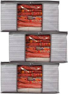 Ankit International cloth storage box Non-Woven Fabric Organiser with Transparent Window Pack - 3A