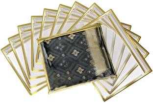 H K CREATION golden transparent saree cover Golden transparent saree cover with Zipper Waterproof Cover, 10Pc saree storeg cover