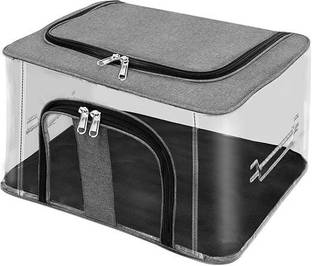 Maahixa PACK OF 1 Nylon PVC Transparent Moisture Proof Storage box for Clothes Under-Bed Closet Wardrobe Organizer Bag for Clothes with Carry Handle 33LTR
