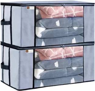 Minso Underbed Storage Bag Blanket Storage Bag Organizer Blanket Cover with a Large Transparent Window and Side Handles