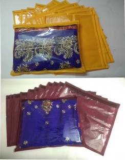 ultimatefashionista Garment cover garment cover High Quality Plain Pack Of 24 Pieces Single Non woven Saree Cover Gift Organizer & Travling pouch Keep saree/Suit/Travelling Pouch(MAROON,YELLOW) 24pc NW SINGLE SAREE COVER(MAROON,YELLOW)