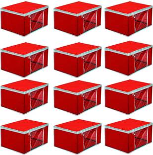 bapu creation 80 gsm solid red color sari cover packof12