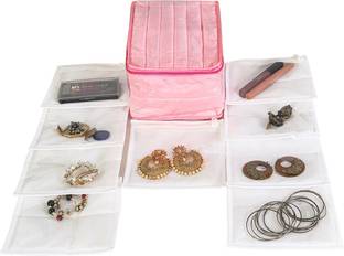 PrettyKrafts Jewellery Organiser Vanity Jewellery Organiser Pouches Traveling Kit for Women's F1775_Pink
