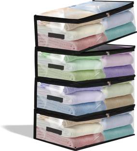 TAKIVA Multipurpose Transparent Storage Bag for Clothes (Pack of 4), Cloth Organizer Garment Cover, PVC Packing storage box