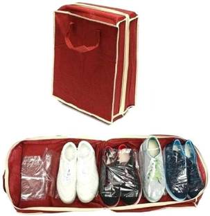 Duggu kids Shoe Organizer Foldable Shoe Storage Bag Travel Shoe Organizer with Zipper /6 Pair Capacity Show Storage bag