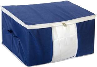 wini krafts 1 Non Woven 1 Pieces Underbed Storage Bag, Cloth Organiser, Blanket Cover with Transparent Window (N Blue)