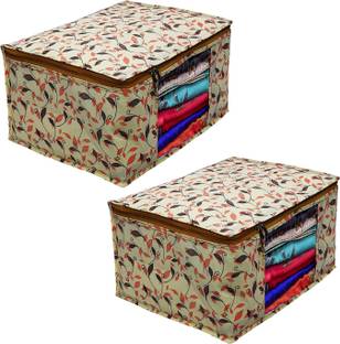 Ankit International Saree Cover Premium High-Quality Garment Cover Storage Bag For Wardrobe Organizer Garments Storage bags-Big in size Printed saree cover Pack of 2