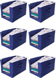 ShubhKraft 12345 Non Woven Shirt Stacker/Shirt Organizer Wardrobe Organizer (PACK OF 6, Blue) 17580
