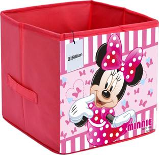 Billion Designer Disney Minnie Print Non Woven Fabric Foldable Large Size Cloth Storage Box Toy,Books Wardrobe Organiser Cube With Handle (Pink) Billion02344