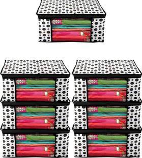 Ankit International Black_Bindi_07_AI Presents non woven saree cover storage bags for clothes With primum quality saree cover fancy saree cover with zip combo offer low price & cloth organizer for wardrobe Black Polka Dot Saree Cover Paco fo 7 Black_Bindi_07_AI