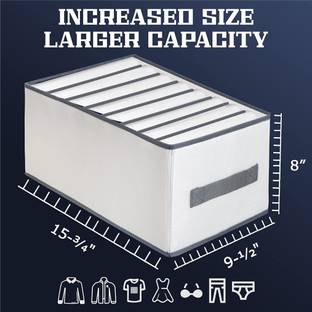 SH NASIMA Wardrobe Clothes Organizer, 8 Grids Washable Portable Closet Organizer Storage Box Foldable Closet Drawer Organizer for Underwear, Socks, Scarves, Leggings, Skirts, T-shirts, Jeans (White, 1 Grids 8)