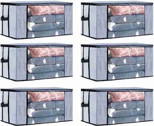 Tiarakrafts Pack Of 6 Underbed Organiser Non Woven Underbed Storage Bag/Organiser, Extra Large (GREY) 6