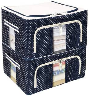 FEVSAQ 24 Ltr. Set of 2 Cloth Storage Box, Cloth Organizer for Wardrobe, Cupboard, Under Bed Cover Bag With Transparent Window for Wardrobe, Closet Organizer