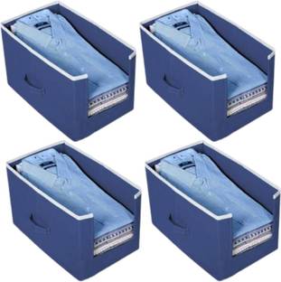 ShubhKraft Shirt Stacker Non Woven Shirt Organizer - NavyBlue Pack of 4