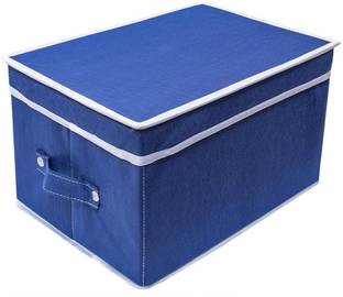 Mteaser Multipurpose Storage Box With Lid | Foldable Organizer for Clothes Toys, Books, and Other Household Items Non-Woven Material (Set of 1)