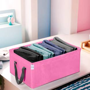 HOMESTIC by Kuber Industries Storage Box Metal Frame Parachute Wardrobe Organizer with Handles | Pink Cloth Storage