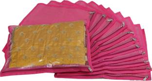 FAVISM Designer Designer Non-Woven Single Saree Cover or Garments Cover Combo Pack of 12 Pcs. PinkS12