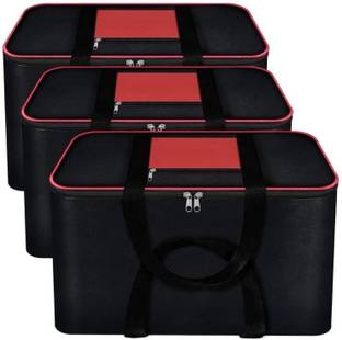 uhi Moisture Proof Nylon Rectangular Underbed Storage Bag For Multi Purpose Use Foldable, Blanket Storage Bag, Cloth Storage Organizer, Blanket Cover with Handles (Set of 3)