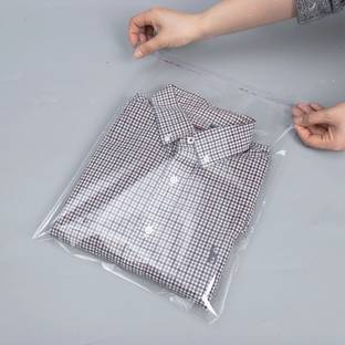 GrahLogy 12x16 100 Pcs Big Transparent Polythene Bag for Clothes, Packing, Money, Keep Curtains Under Garments, Kids Clothes, Hanky, Napkin Reusable, Large Crystal Clear