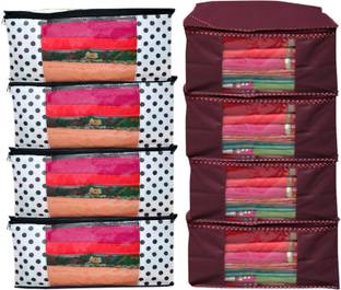 METRONAUT Saree cover/ Travel Bag/ Clothes cover Designer Multi Combo Non Woven fabric saree cover/Travel bag/cloth Cover Pack of 8 saree cover/ Storage box/ cloth pouch/Cloth Cover