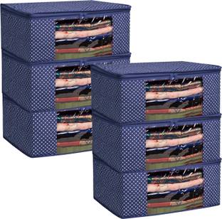 HomeStrap Home Storage Set of 6 Cotton Quilted 3 Layered Foldable Saree Covers