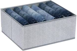 SH NASIMA Wardrobe Clothes Organizer, 6 Grids Washable Portable Closet Organizer Storage Box Foldable Closet Drawer Organizer for Underwear, Socks, Scarves, Leggings, Skirts, T-shirts, Jeans (Grey, 1 Grids 6)