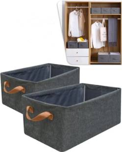 VP Creation COLLAPSIBLE SPACE SAVER WARDROBE ORGANIZER 2 PCS FOR JEANS | SHIRTS | T-SHIRTS | BOOKS | TOYS | MADE UP OF LINEN FABRIC