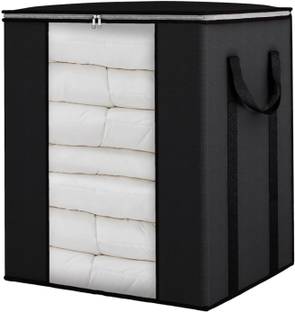 infinity craft Extra Large Blanket Storage Bags 90L Dustproof Transparent Window Pillow Sheet Foldable Clothes Storage Organizer Container Reinforced Handles Breathable For Double Bed Quilt, Saree Bag, Lehnga Storage & Wardrobe Organizing | Combo of 1
