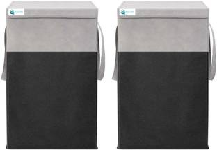 SV.ENTERPRISE Laundry Storage Box Basket For Clothes With Lid And Side Handle For Washing Clothes,Baby Toys Box,Dirty Dress-Set Of 2, StorageBox2 Light Blue/Blue